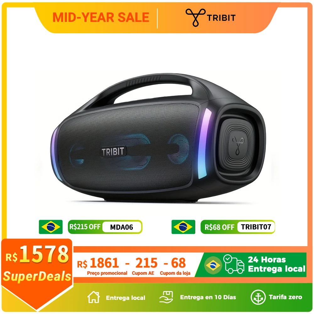 Alto-falante Bluetooth TRIBIT StormBox Blast 2, 200W Power With Subwoofer Outdoor IP67 Party, 30H Playtime, LED, Mic Input