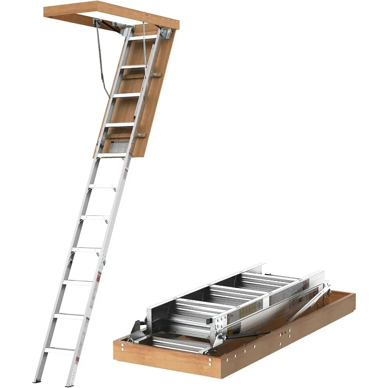 home.10 Foot Aluminum Attic Ladder Pull Down System 350-Pound Load Attic Steps for 7'8