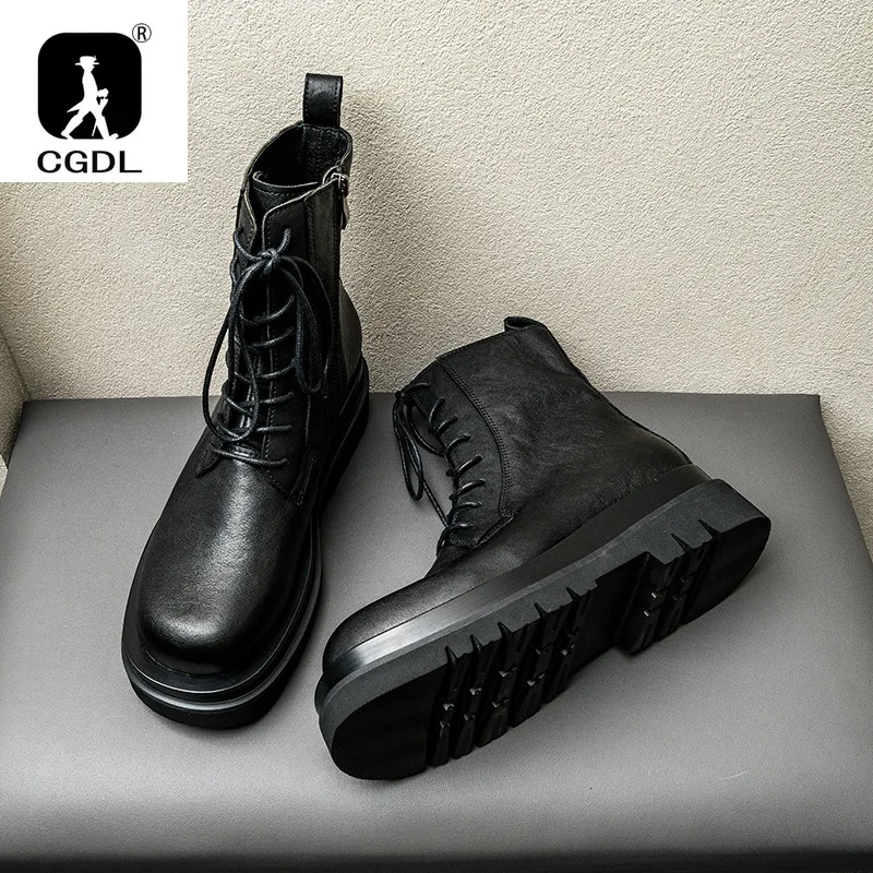 Botas de Hombre con cordones, Botas de moto con plataforma, botines informales de cuero Para Hombre, Botas de motocicleta Para Hombre, Zapatos Para Hombres