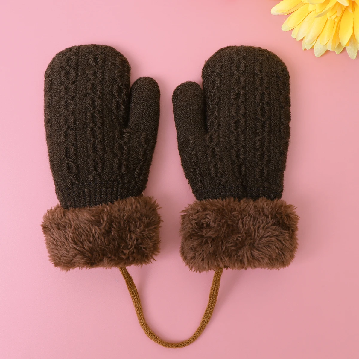 

Winter Warm Gloves Kids H Protection Durable Soft Material Knitted Design Fine Workmanship Toddler Fleece Child Gloves