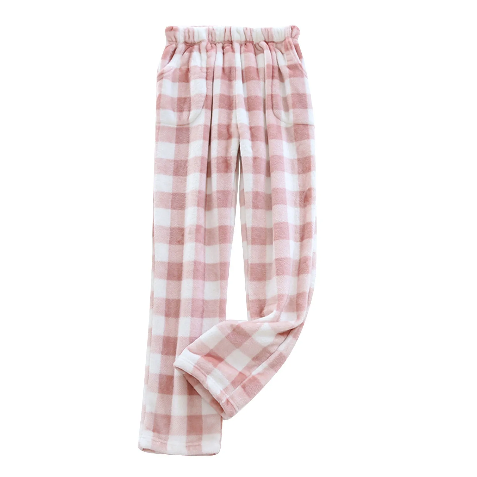 Thickened Warm Pajama Pants Woman Autumn and Winter Pajama Pants Plush Sleep Pants Soft Elastic Waist Plaid Pants Comfortable