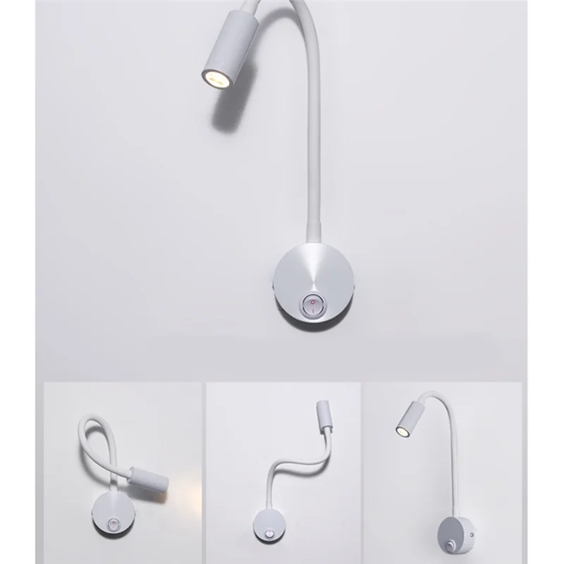 3W Wall Mounted Reading Light Flexible Gooseneck LED Sconce Lamp for Bedroom, Office, Workbench, Studio Reading Lamp