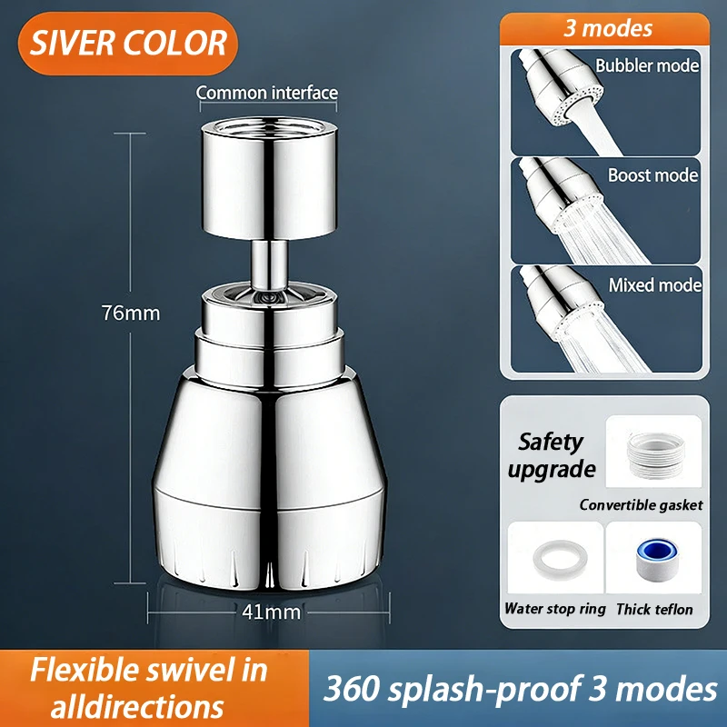 Stainless Steel 304 High-Pressure Kitchen Faucet 3 Water Spray Modes Flexible 360° Swivel Simple Installation Secure And Durable