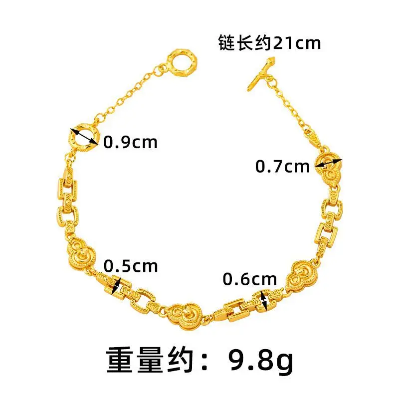 

Позолоченный браслет из песочного золота, браслет с подъемом в дворцовом стиле National Tide, женский роскошный браслет с кольцом и звеньями, долгосрочный, без цветов