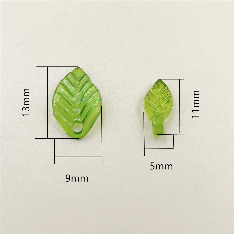 100pcs/bag Green Acrylic Leaf Leaves Beads Pendants For Diy Necklace Bracelet Earrings Jewelry Making Handmade Crafts