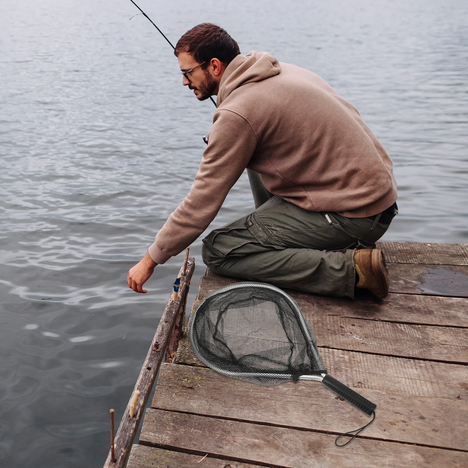 

Fishing Net Freshwater Net Heavy Duty Wear-Resist with Carabiner Buckle Floatable Lightweight Portable for Fly Fishing