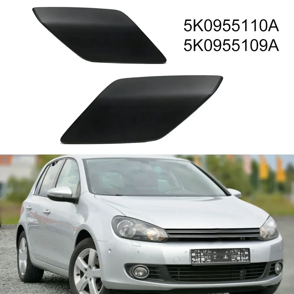 Car Front Headlight Washer Spray Nozzle Cover Cap For For Golf 6 MK6 2009-2013 OEM 5K0955110A 5K0955109A ABS Plastic Black