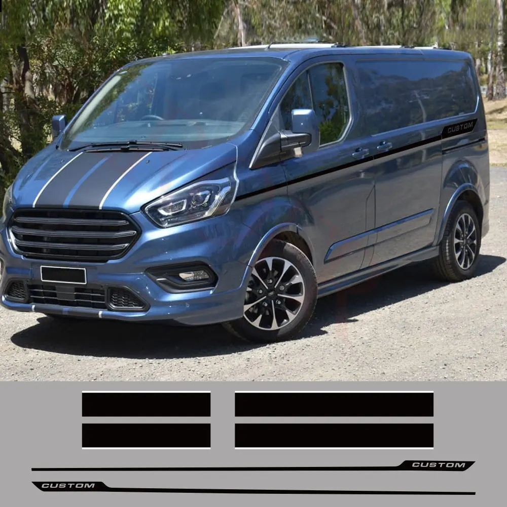 6Pcs/Lot Car Hood Side Rear Door Stickers For Ford Transit Tourneo Custom Camper Van Sport Vinyl Decals Tuning Auto Accessories