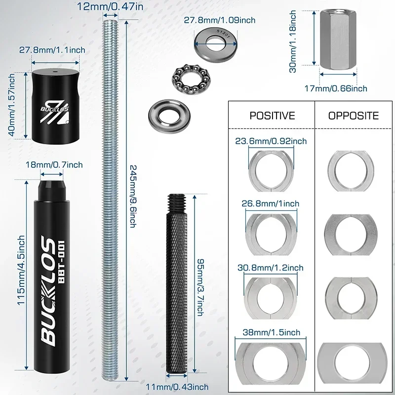 BUCKLOS-herramientas de instalación y extracción de soporte inferior de bicicleta, Kit de reparación de rodamiento BB, para BB86/30/92/PF30