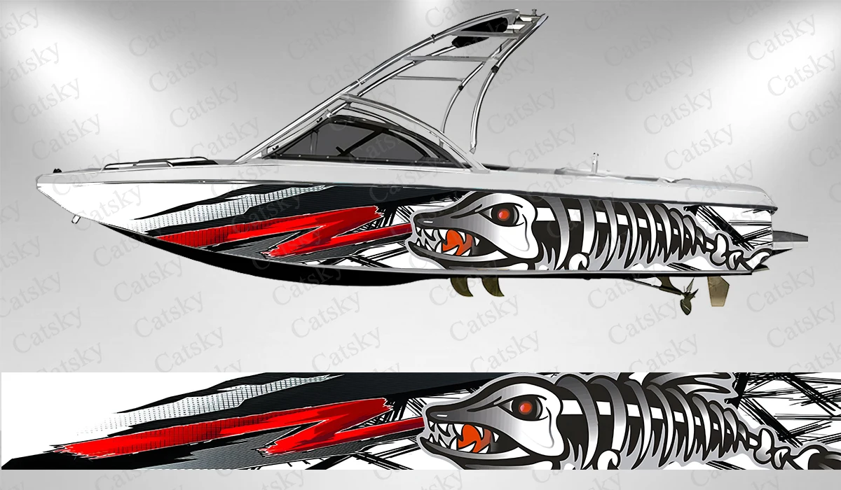 

Fishbone abstract geometric stripes Boat Stickers Vinyl Wrap for Pontoonman Console Deck Boat Fishing Platform Decal Sticker