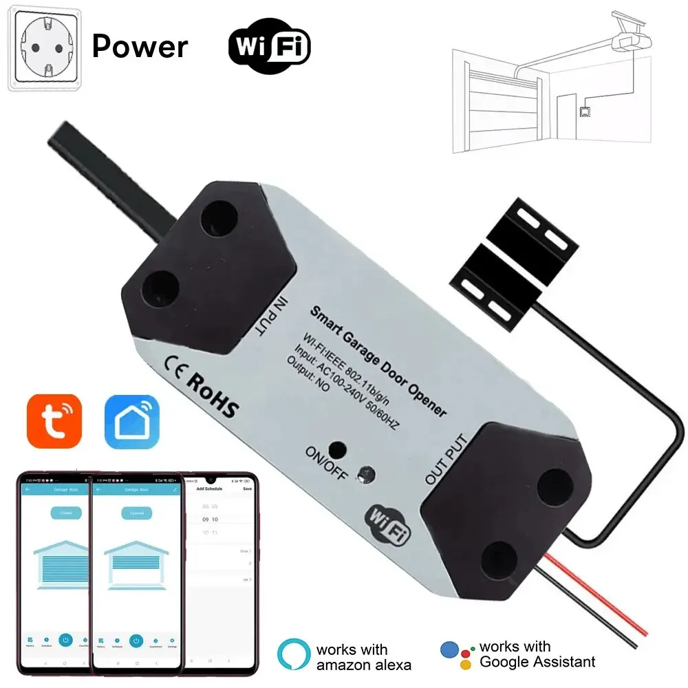 AliExpress Collection Controlador inteligente para puerta de garaje, controlador con WiFi, funciona con Alexa, Google Home, Smart Life, Tuya, No requiere Hub