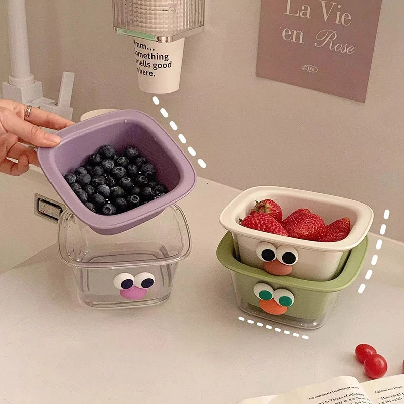 Creatieve Schattige Verdikte Dubbellaags Mini Afvoermand Multifunctionele Huishoudelijke Fruit Snack Opbergmand Keukenaccessoires