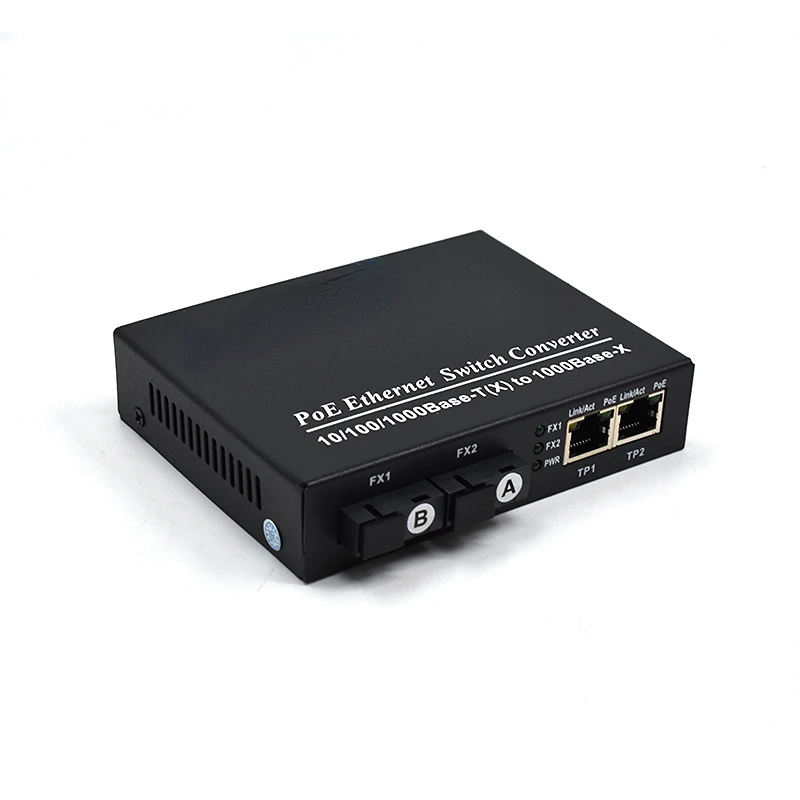 PoE Media Converter for IP Camera CCTV, Gigabit, 2 Ports, 1000 Base-X to 2 Ports, 10 BaseT, 48V, 48V