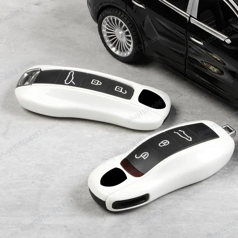 For Porsche Macan Cayenne Panamera 718 911 Taycan Key Cover Protective Key Case White Car Key Organizer Accessory 4