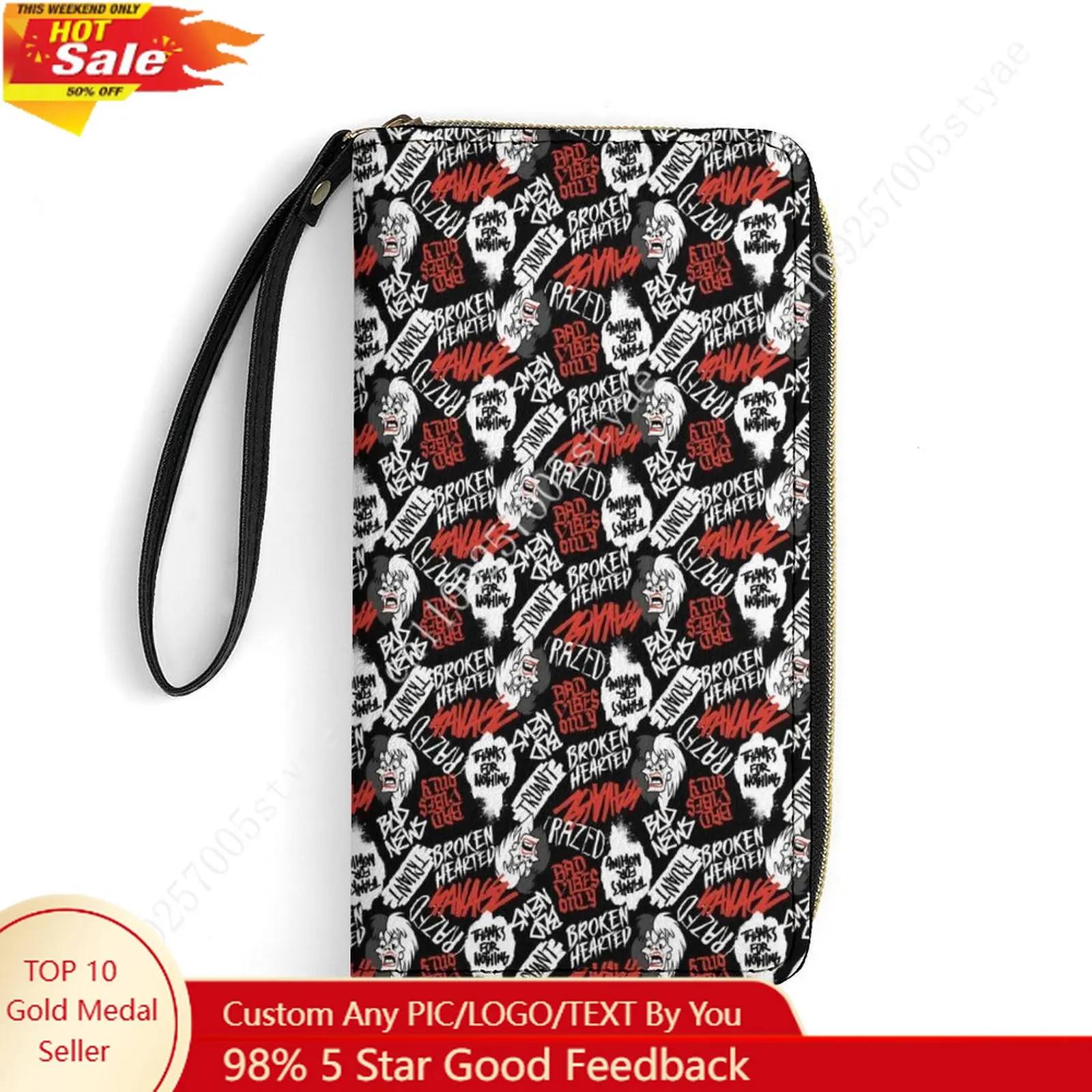 

Cruella de Vil Leather Wallet Disney Licensed Custom Personalized Design Your Pattern Portable Purse Double Sided Print Cosplay