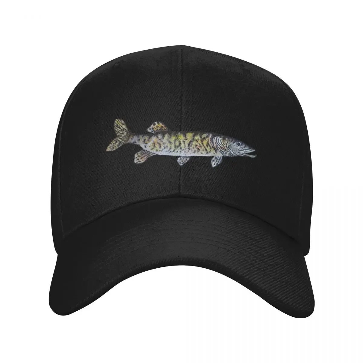 

Musky Fish Illustration - Olive Green Baseball Cap Male hat Golf birthday Women's Golf Clothing Men's