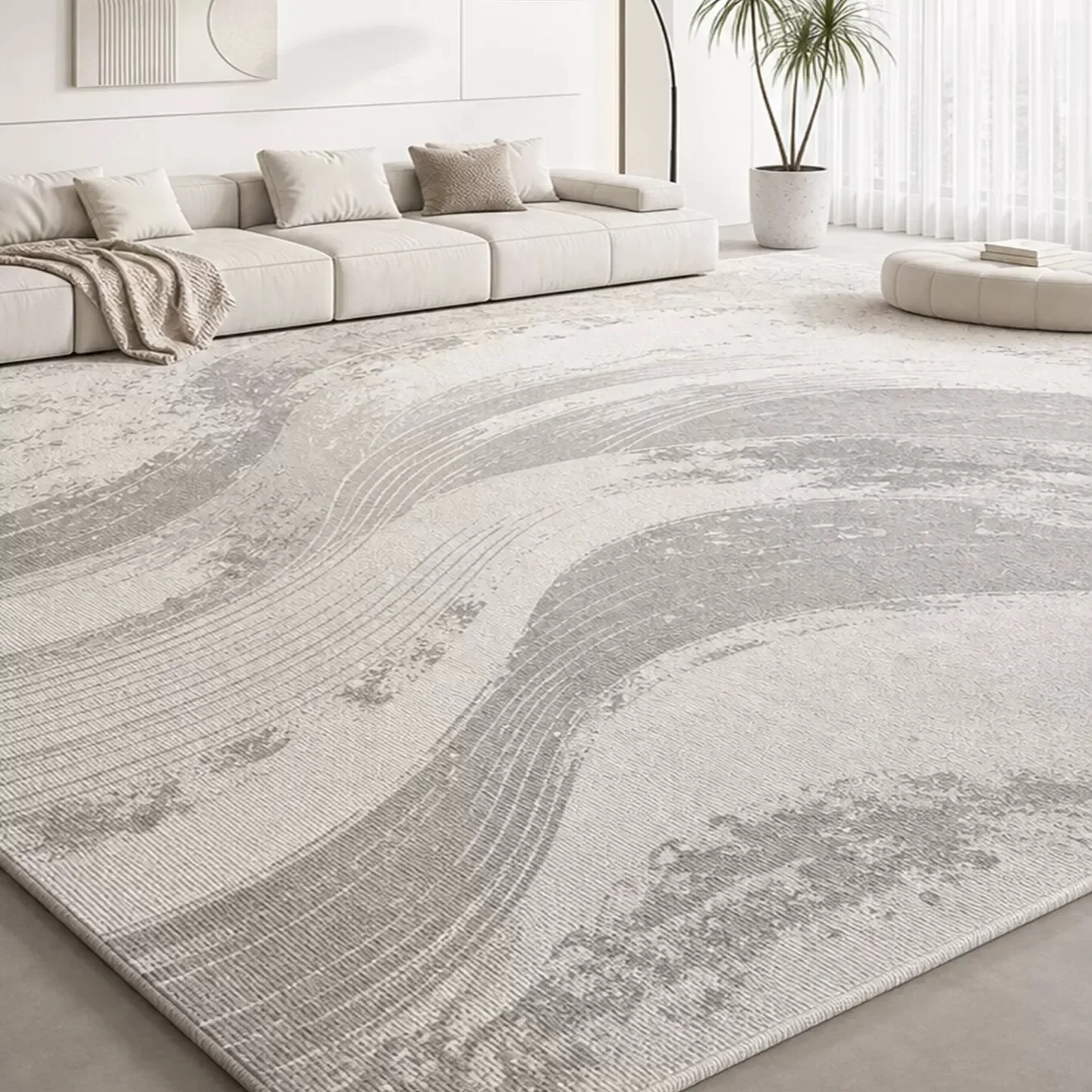 Living Room Carpet Grey Light Luxury Advanced Large Area Rug Dirty Resistant Non-slip Washable Rugs Decorate Bedroom Floor Mats