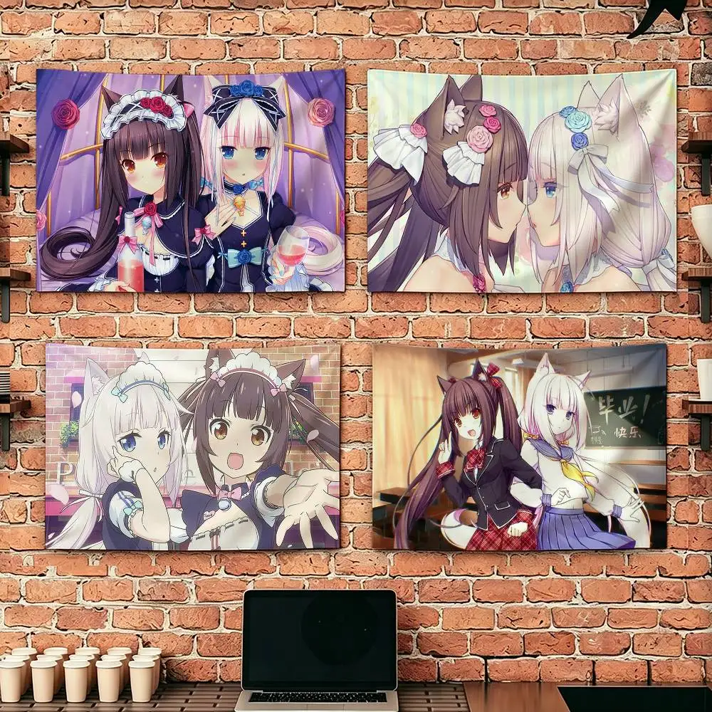 Nekopara Anime Chocolat Vanilla  Flags Wall Hanging Tapestry Outdoor Garage Room Decorative flag Background Blanket