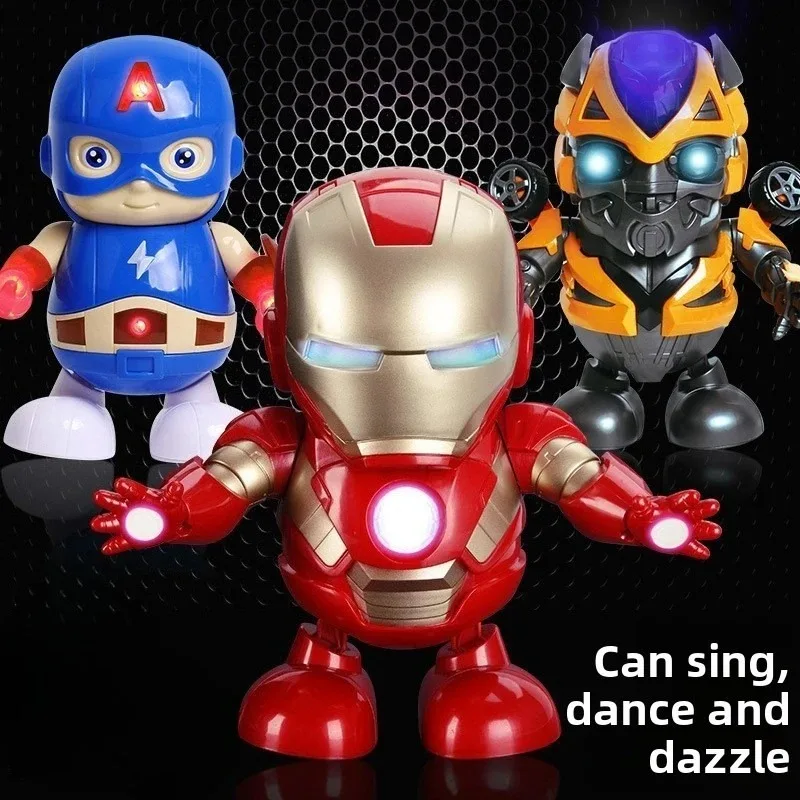 Explosionen des neuen tanzenden Iron Man Toys Flip Singing Swing Electric Dancing Robot. Anime Figur Anime Dekoration