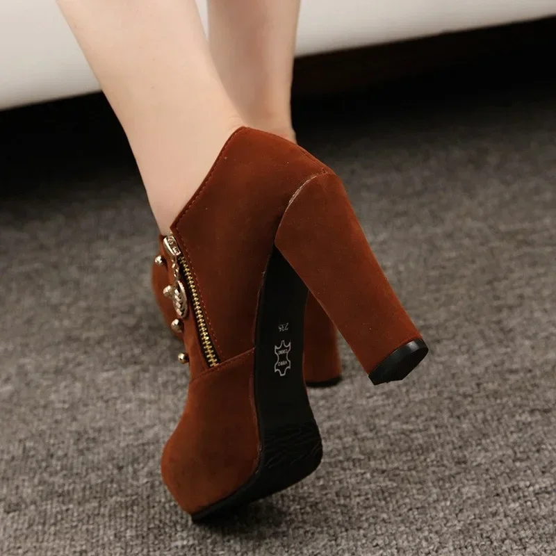 2024 New Autumn Ankle Boots for Women Platform High Heels Shoes Woman Short Booties Casual Faux Suede Chelsea Boot