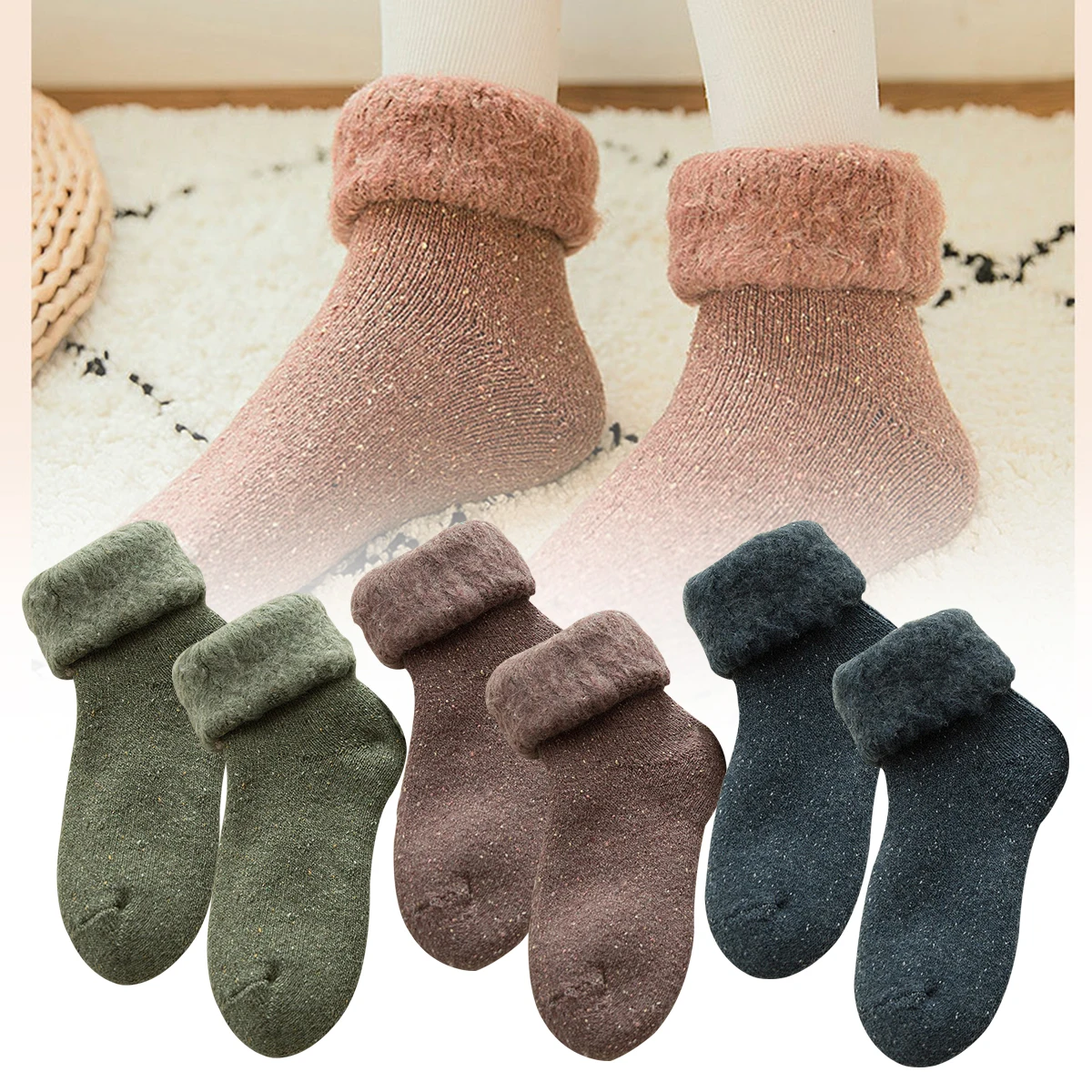 

Winter Women's Thickened Plus Velvet Snow Socks Warm Socks Thickened Warm Plus Velvet Inside No Strangle Marks