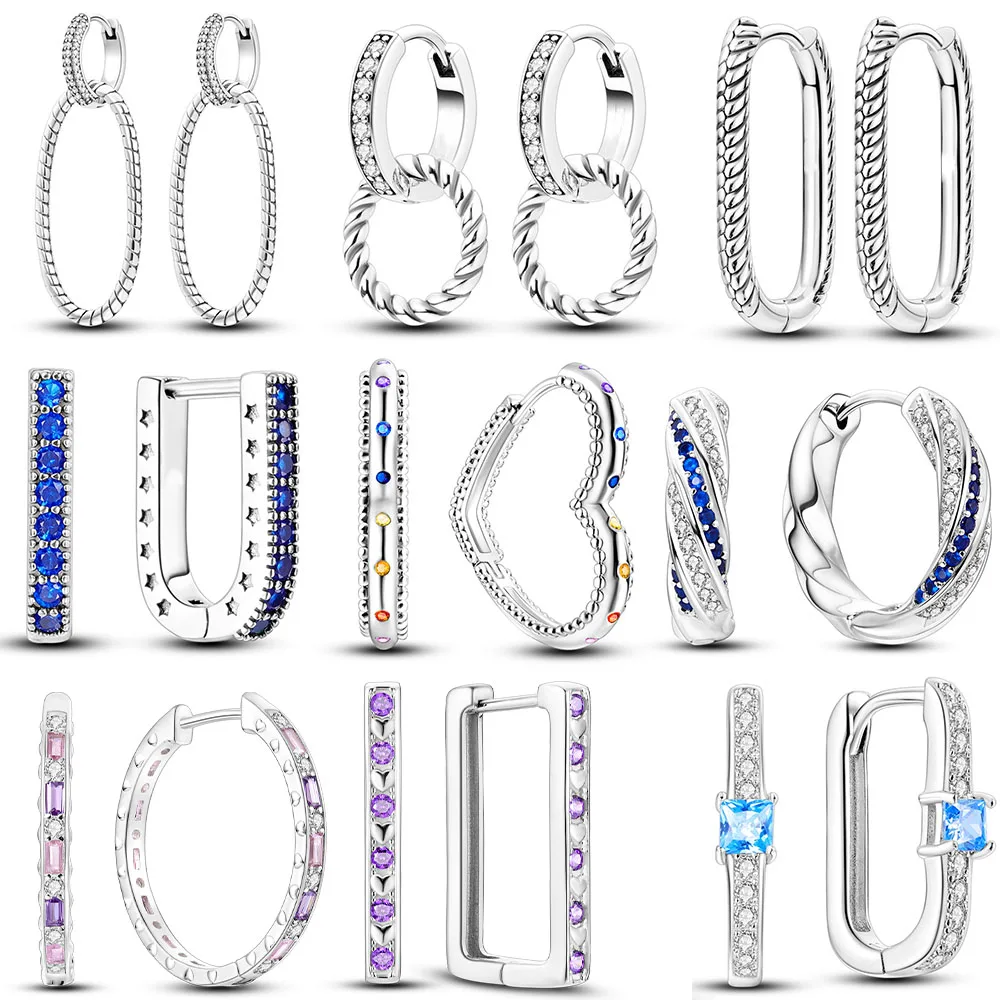 الفضة مطلي U شكل قلب دائري تشيكوسلوفاكيا الزركون أقراط هوب أقراط للنساء DIY بها بنفسك صنع المجوهرات هدية دروبشيبينغ