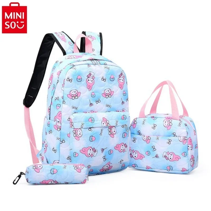 

MINISO 2024 Fashion New Large Capacity Fresh and Sweet Three Piece Set Student High Quality Cartoon Kuromi Backpack