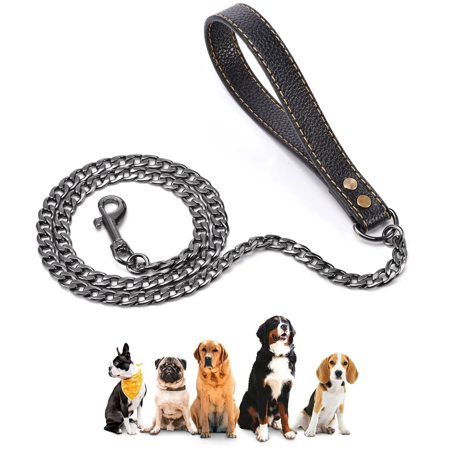 Strong Stainless Steel Gold-plated Encryption Dog Traction Rope Hip-hop Style Gold Dog Chain Luxury