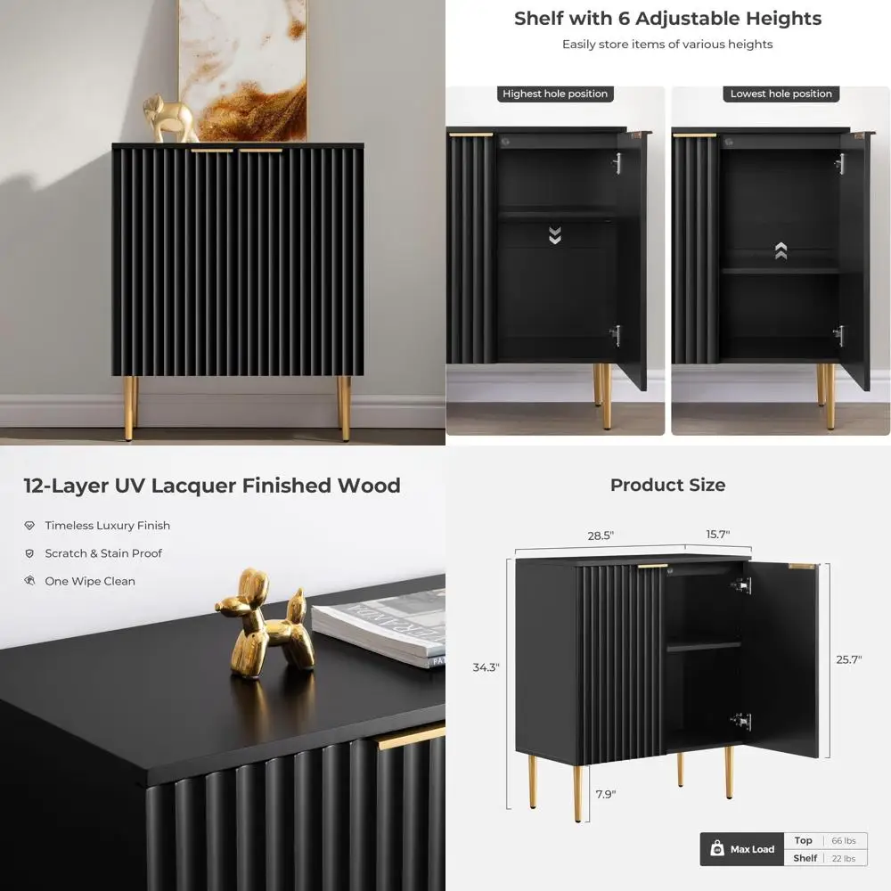 Modern Entryway Sideboard Credenza Buffet Cabinet with Storage, 2 Doors, Adjustable Shelves, Accent Console Coffee Bar, Entryway