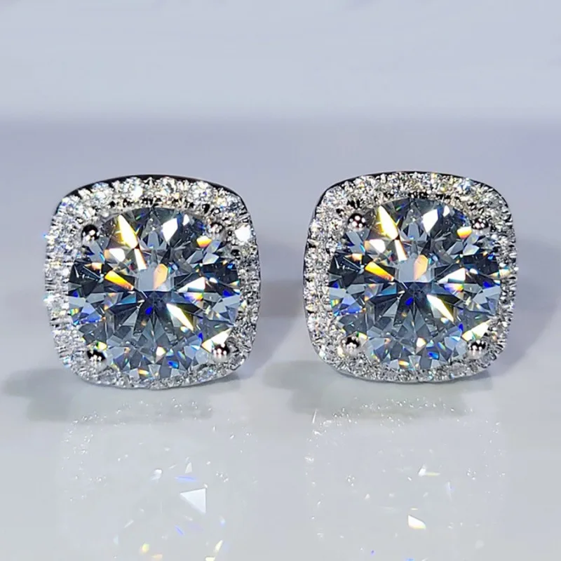 

Классические квадратные серьги-гвоздики BR 0.5CT-1CT для женщин, с блестящим имитированным муассанитом, роскошный дизайн с микроинкрустацией, идеальный подарок