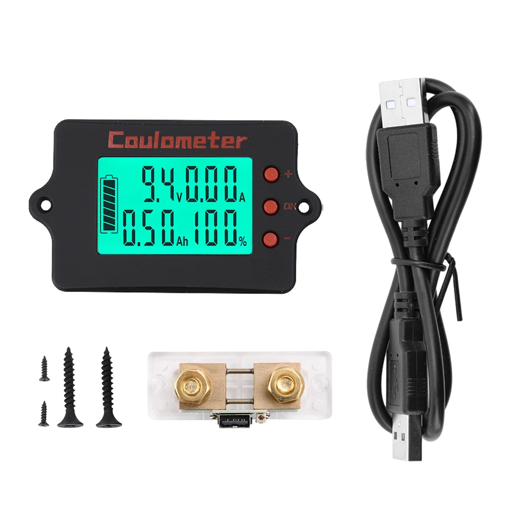 8-120V 10A 50A 100A LCD Digital Multimeter Battery Monitor Voltage Current Battery Capacity Indicator Voltmeter Ammeter PZEM-037