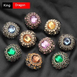 Decorative Square Metal Diamond Vintage Gold Gemstone Buttons For Clothing Sweater Cardigan Crafts Sewing 20MM