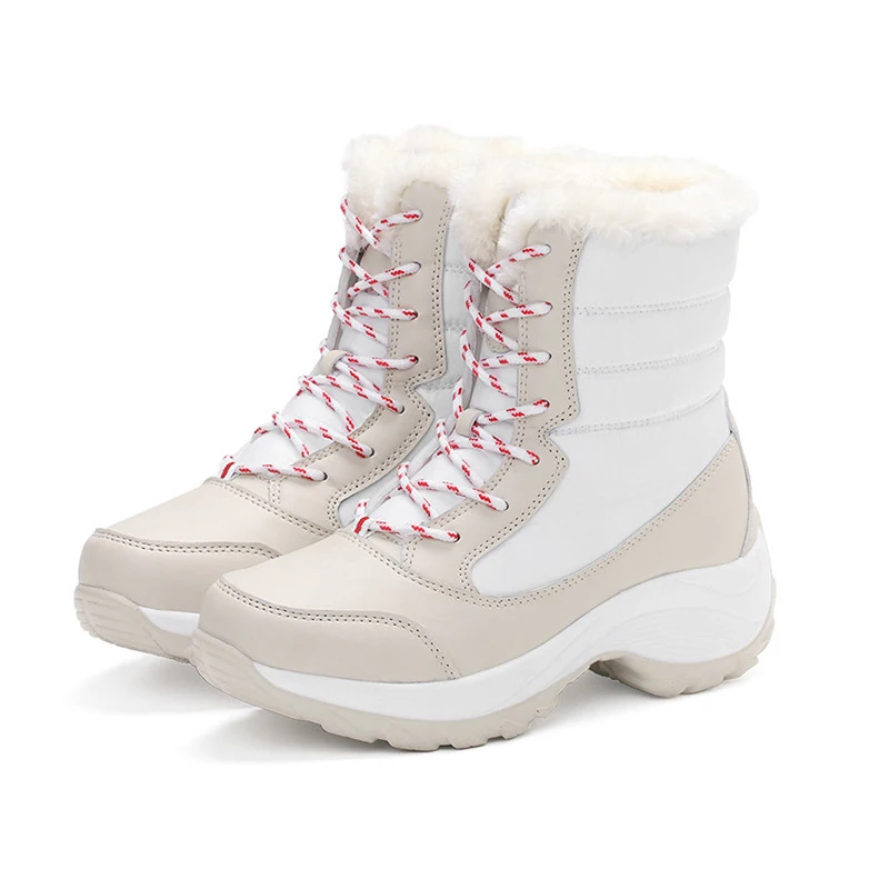 

Winter Women Snow Boots Warm Student Fur Shoes Plush Lightweight Flat Ankle Boots Platform Shoes