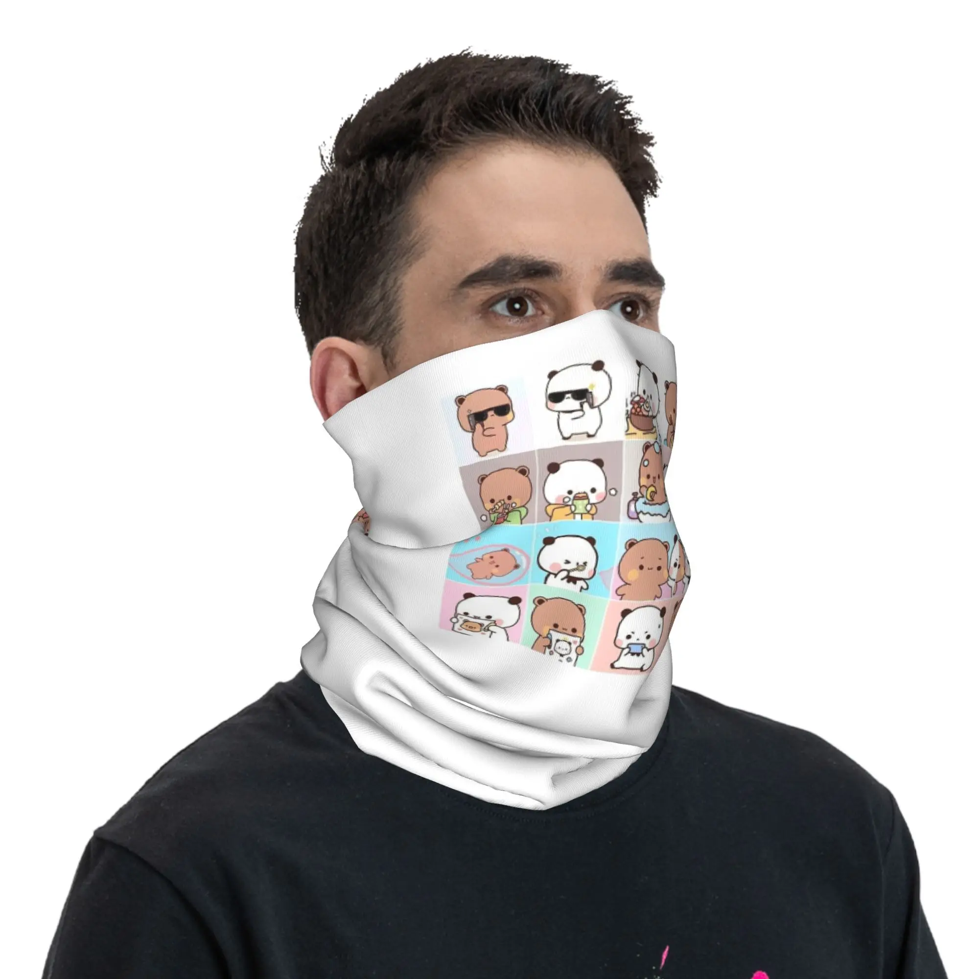 ブブ・ドゥドゥ パンダベア ハグス ラブ バンダナ ネックゲイター ラップ スカーフ 多用途 ヘッドウェア ハイキング 釣り メンズ レディース 大人 冬