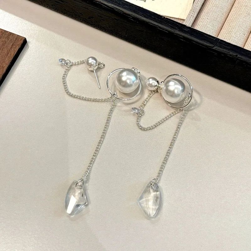 

Same imitation pearl tassel earrings, light luxury, niche temperament, versatile Ear studs, holiday party accessories