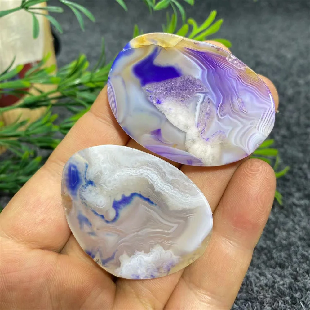 Natural Crystal Purple Agate Slab Slice  Stone Beauty Spiritual Reiki Minerals Healing Stripe Home Decoration Quartz