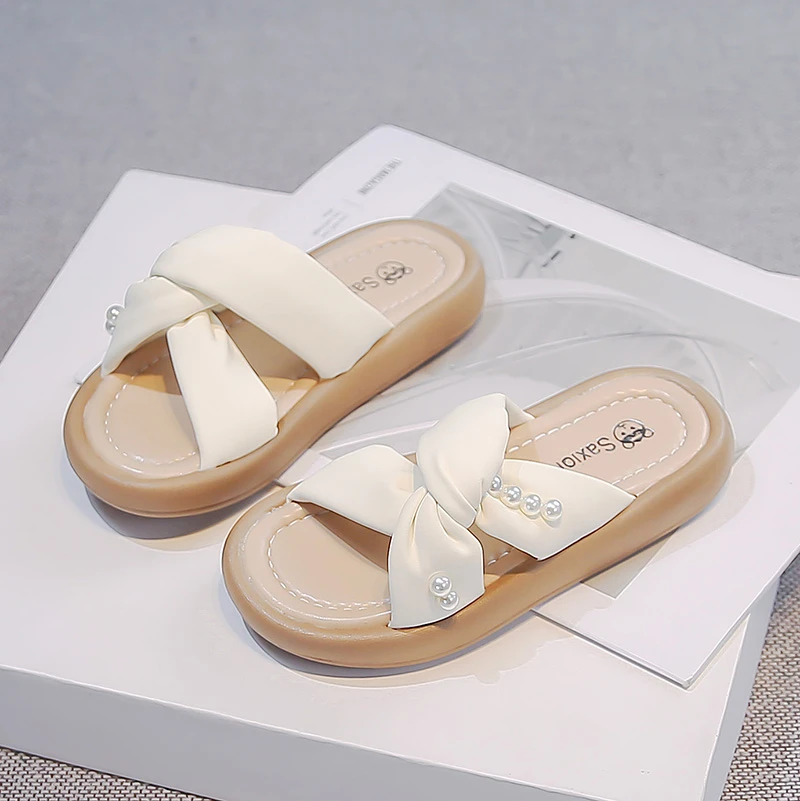 Girls Slippers Outdoors Open Toes Kids Sandals Korean Style Versatile 2026 Summer New Children Princess Shoes Soft Sole Non-slip