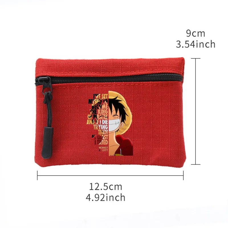 One Pieces Canvas Wallet Zipper Money Pouch Anime Luffy Kid Mini Coin Purse Cute Credit Card Holder Kawaii Key Storage Bag Gifts