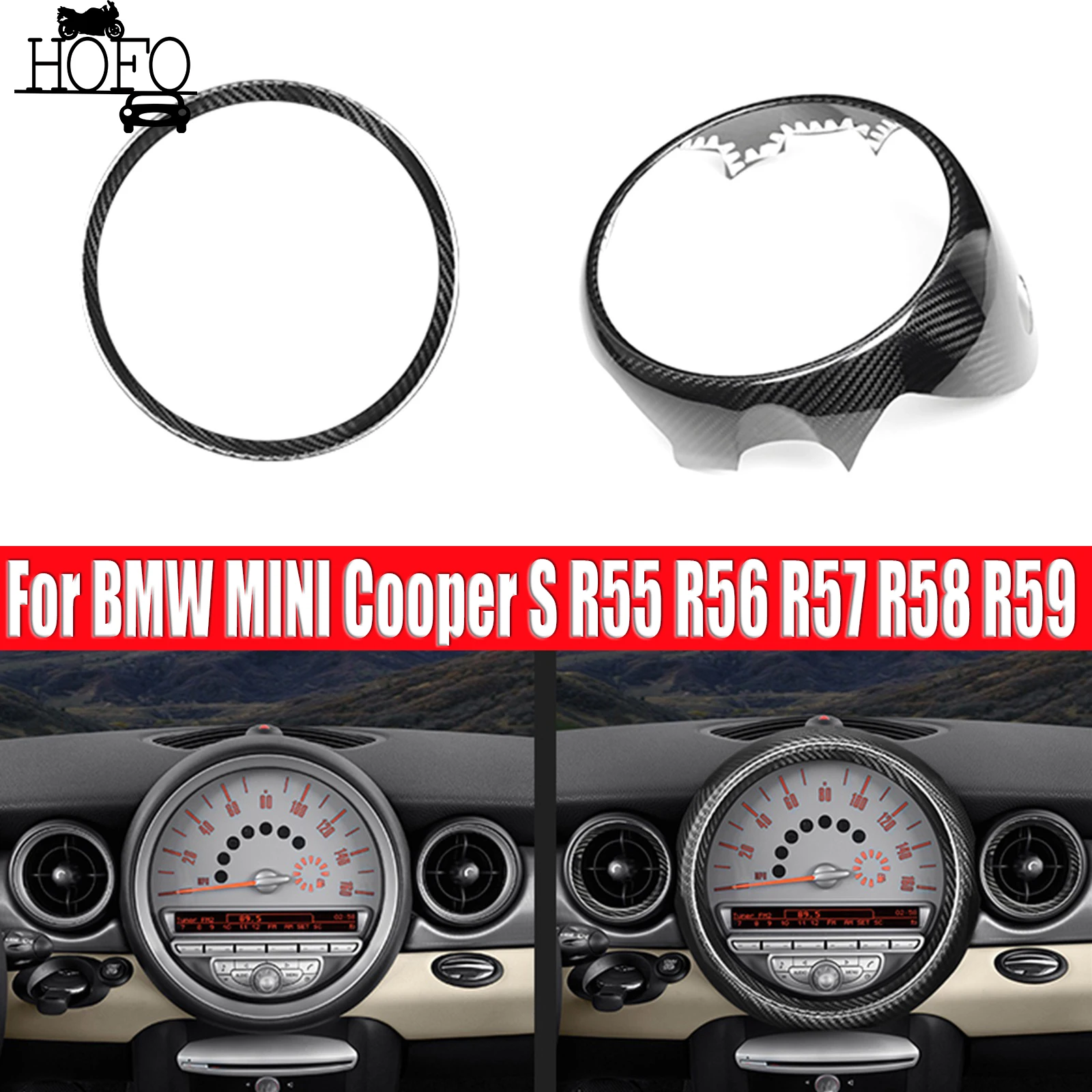 2PCS Center Console Speedometer Covers For BMW MINI Cooper S R55 R56 R57 R58 R59 2007-2012