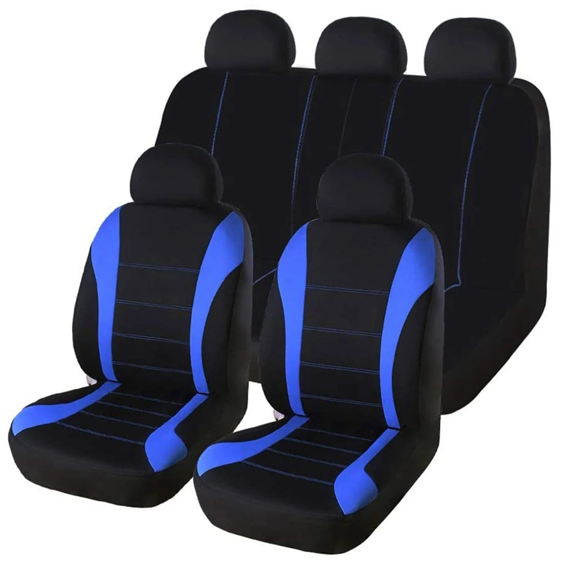 

9PCS Automobiles Seat Covers Front Car Seat Covers Front Airbag Ready Sport Bucket Seat Cover(Black +