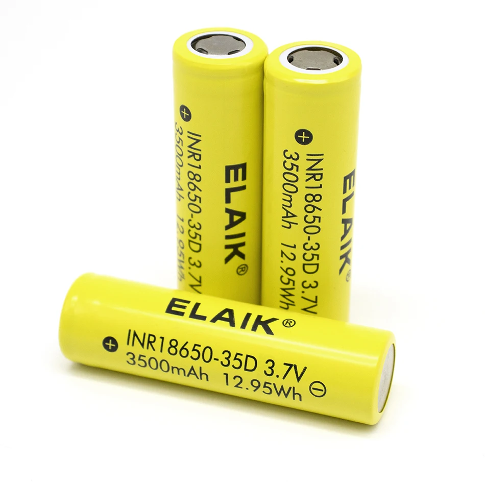 

30PCS ELAIK 3.7V 3500mAh INR 18650 Rechargeable power battery Balance Car Scooter Battery Car Power Tools battery 35d flat head