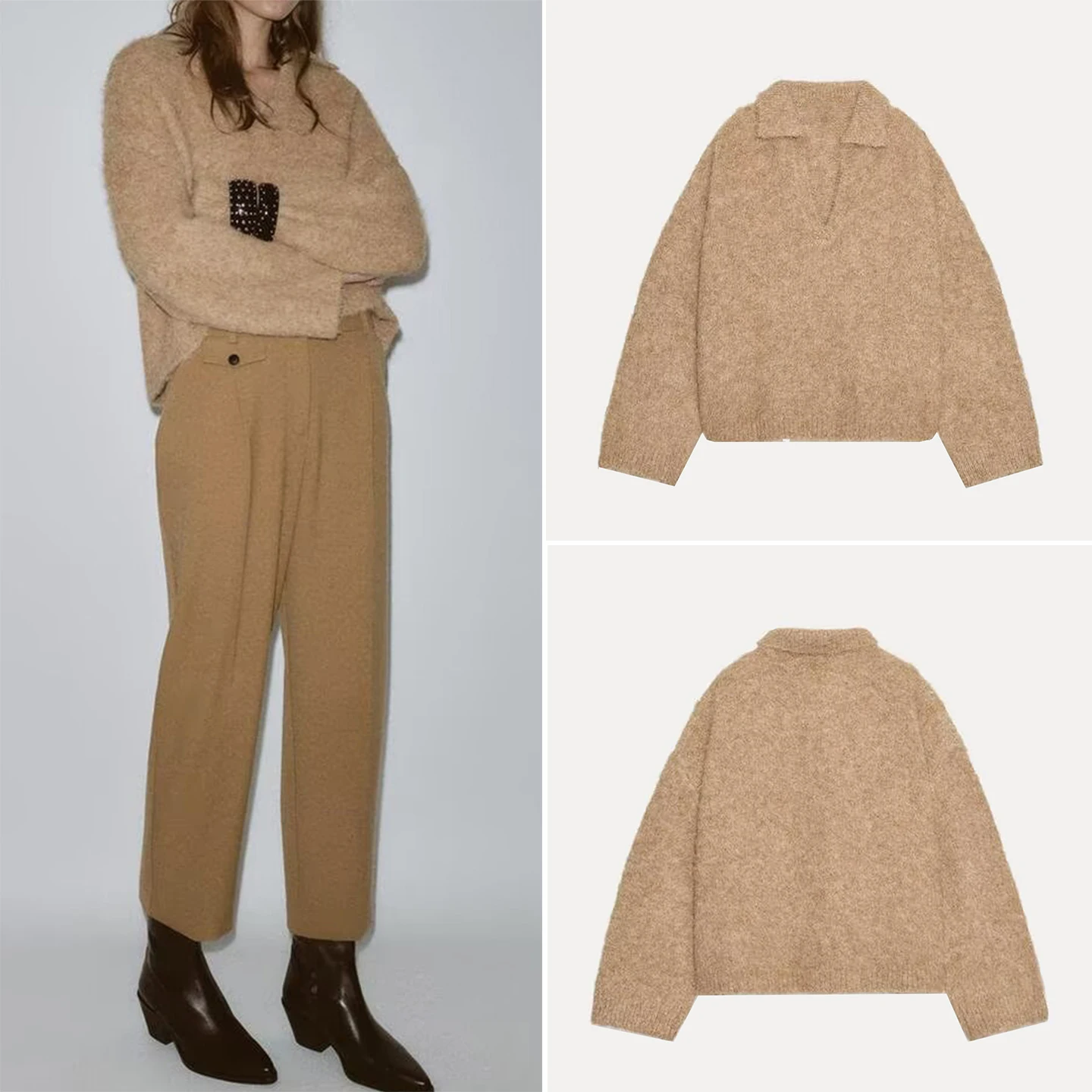 

Faionable Color Fade Knit irt Women's Casual Sle Long Sve Regular Length Open Cardigan Sle Autumn New Arrival