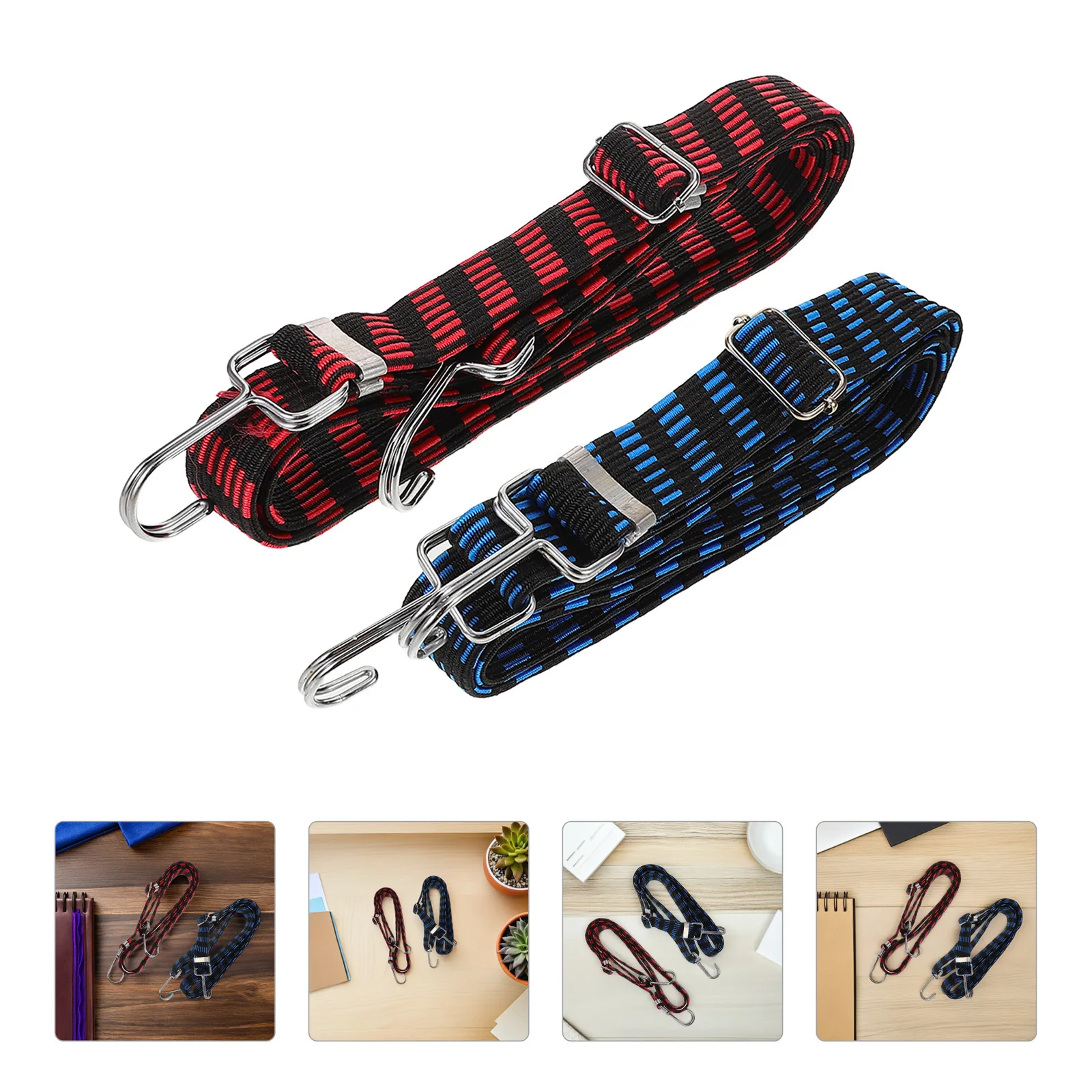 

2pcs Heavy Duty Elastic Strap 6.56Ft Long Load-Bearing Luggage Bungee Cords Weather-Resistant Cargo Lashing Ties For Mountain