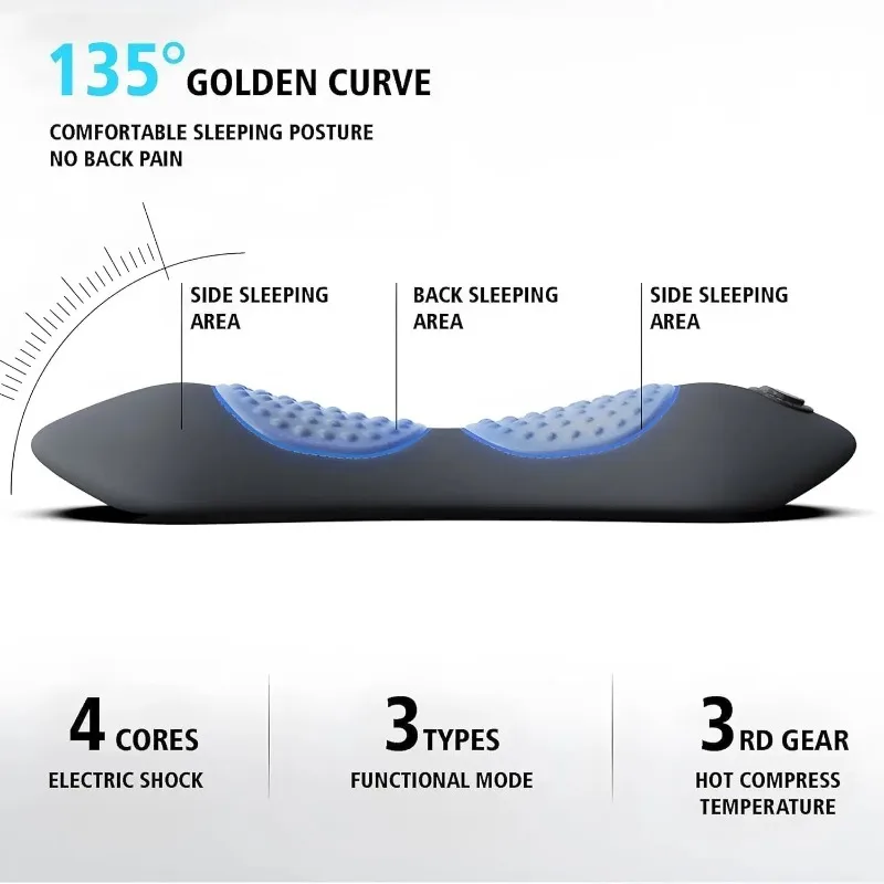 3 in 1 Massage Lumbar Pillow, Equipped with Heating, Vibration, and Traction Functions Spine Triple Fusion Back Massager