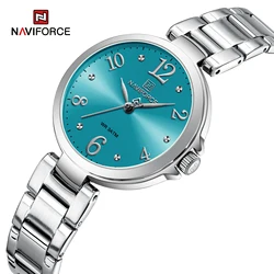 NAVIFORCE New High Quality Women's Luxury Watch Casual Elegant Stainless Steel Waterproof Ladies Quartz Wristwatch Reloj Mujer