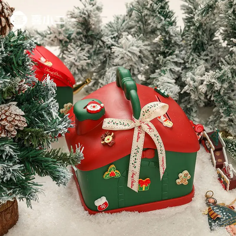 Christmas Eve Candy Storage Box, Multi-functional Gift Case, Kids Piggy Bank for Holiday Present Packing & Household Decoration