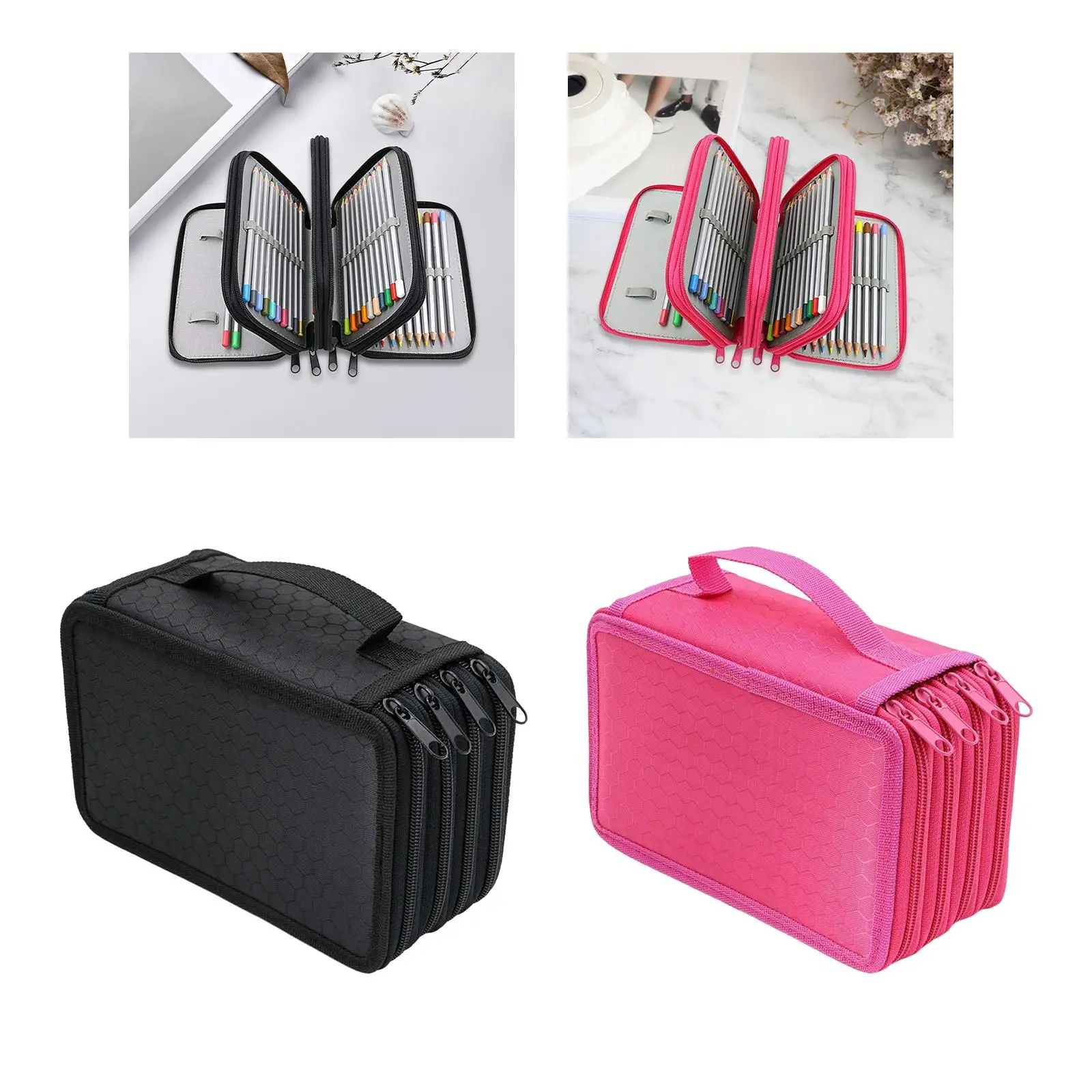 

Pencil Case Pen Bag Organizer Multi Use Large Capacity with Zipper with Handle
