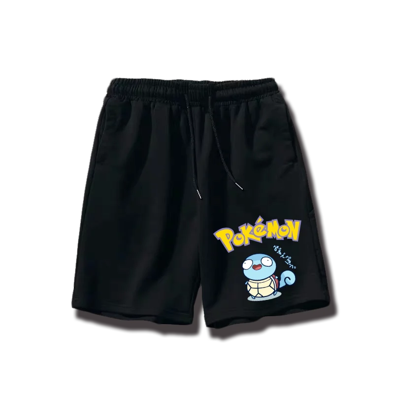 กางเกงขาสั้นผ้าฝ้ายแท้สไตล์อนิเมะญี่ปุ่นโปเกมอน กางเกงคาปรีไซส์ใหญ่ลายโปเกมอนน่ารักและฉลาด ทันสมัย
