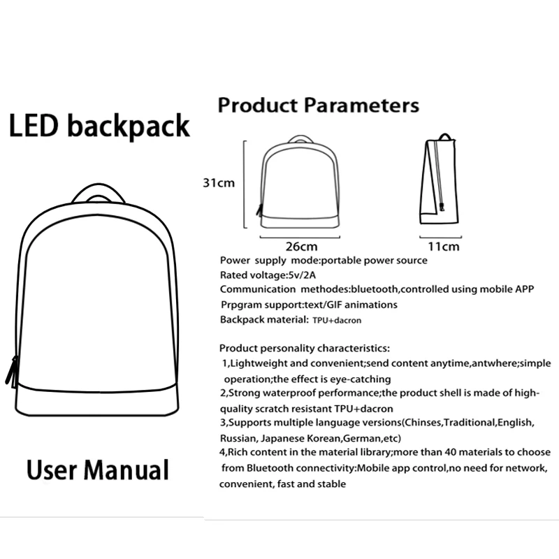 LED Advertising Backpack Version Portable Children\'s LED Backpack Magic Smart Walking Billboard APP Control Outdoor Display Bag