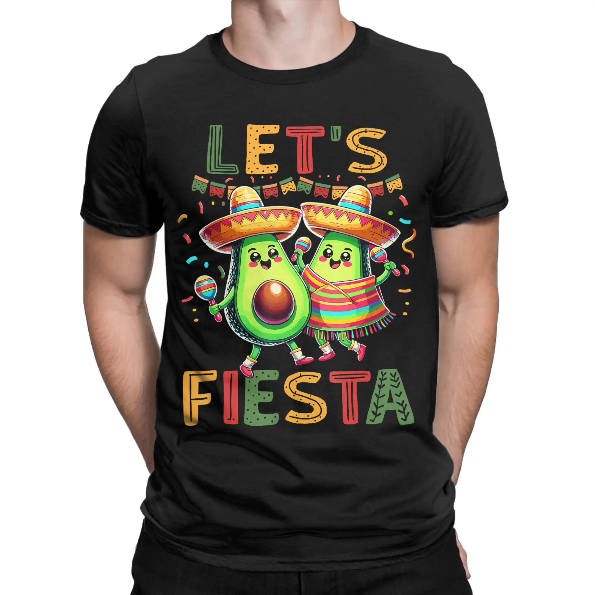 Men T-Shirts Tres Amigos Avocados Guac Cinco De Mayo Fiesta Novelty Pure Cotton Tee Shirt Short Sleeve  T Shirt Clothes Classic
